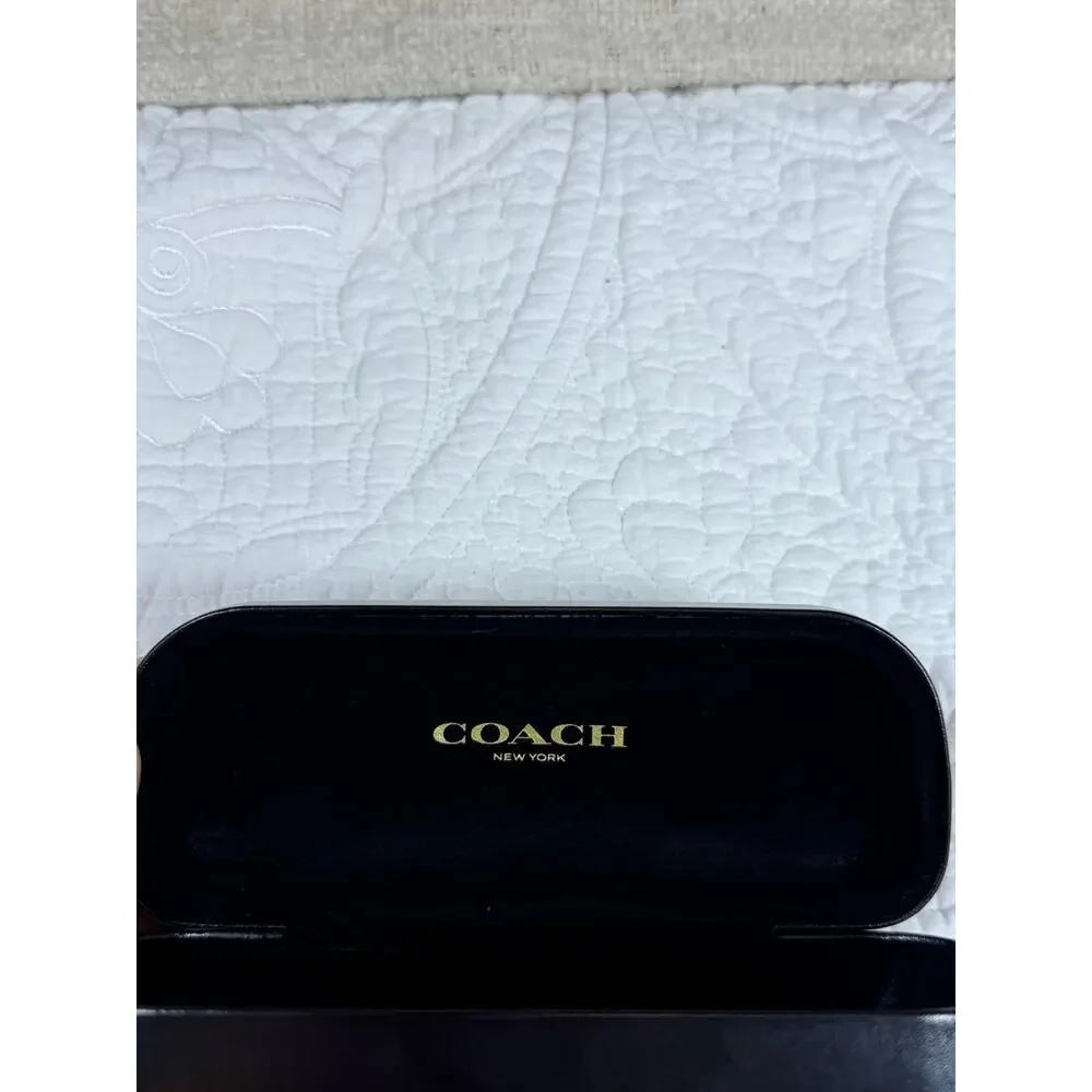 Coach Black Leather Eyeglass Sunglasses Case Signature Protective Travel Holder